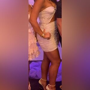 Cream mini dress pretty little things